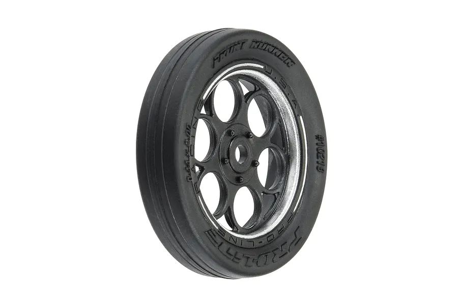 Pro-Line 1.4&amp;quot; Front Runner Drag Tyres on Black Showtime Rims - Glued Wheels 2Pcs image 79940