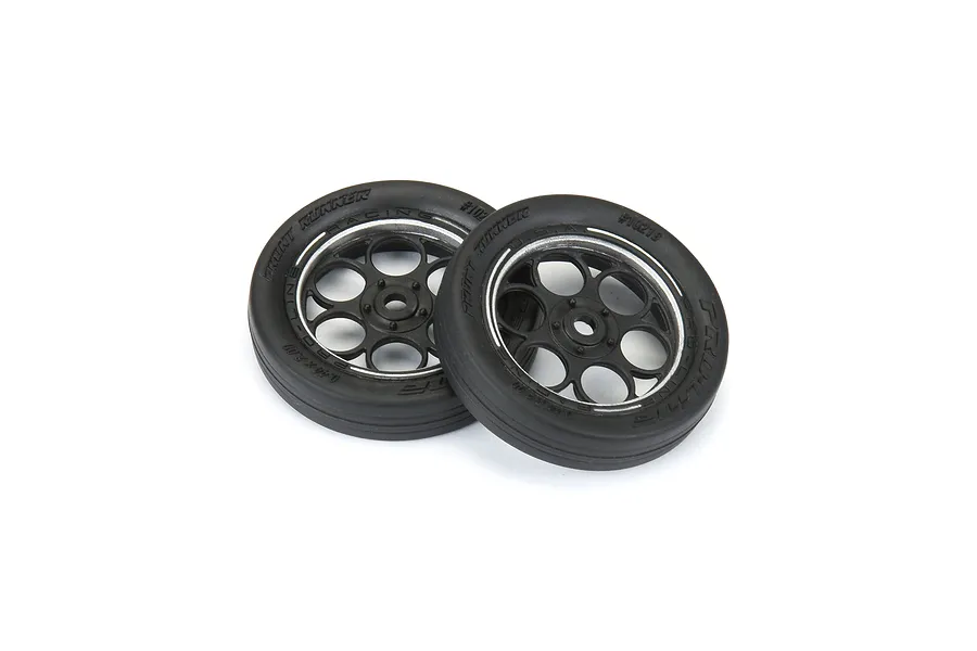 Pro-Line 1.4&amp;quot; Front Runner Drag Tyres on Black Showtime Rims - Glued Wheels 2Pcs image 79941