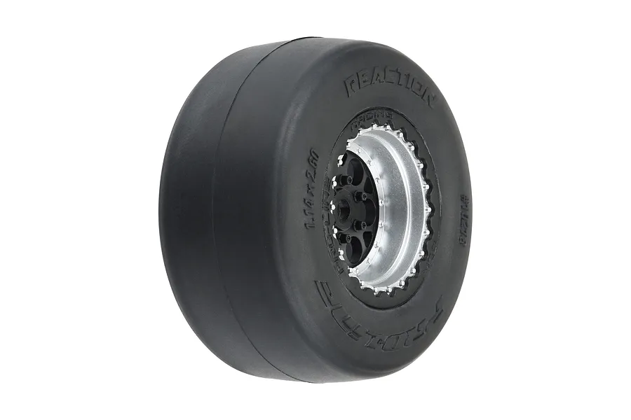 Pro-Line 1.4&amp;quot; Reaction Rear Drag Tyres on Black Showtime + Rims - Glued Wheels 2Pcs image 79946