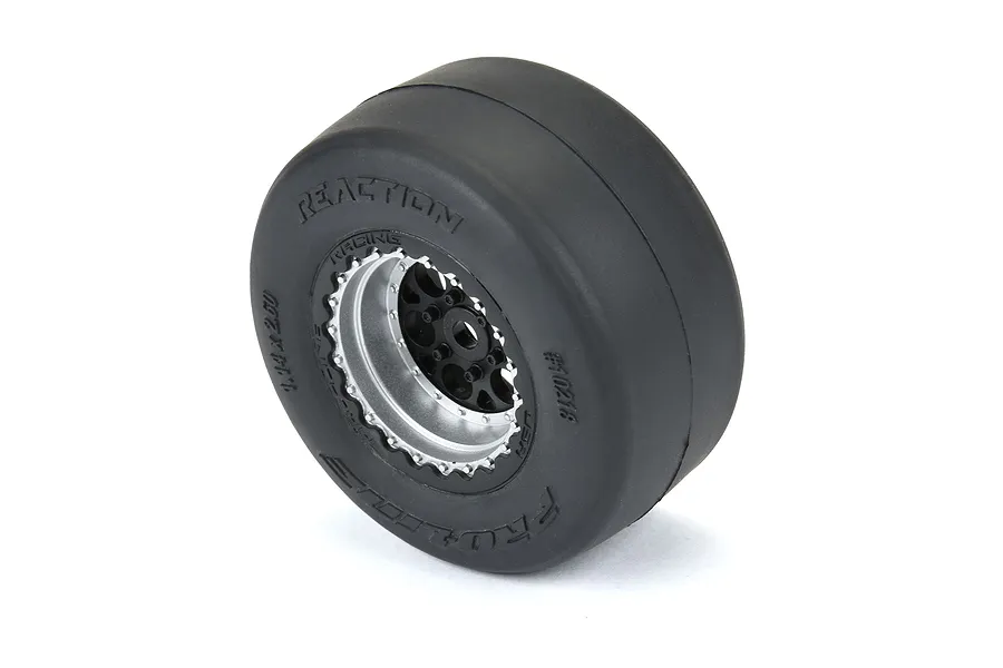 Pro-Line 1.4&amp;quot; Reaction Rear Drag Tyres on Black Showtime + Rims - Glued Wheels 2Pcs image 79950
