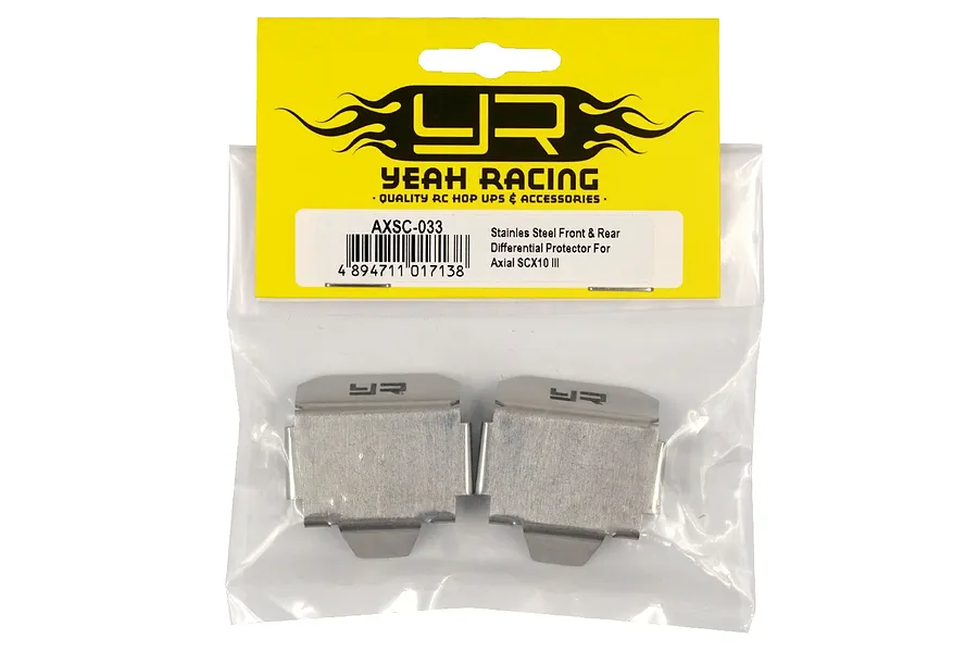 Yeah Racing Stainless Front &amp;amp; Rear Differential Skid Plates 2Pcs image 80244