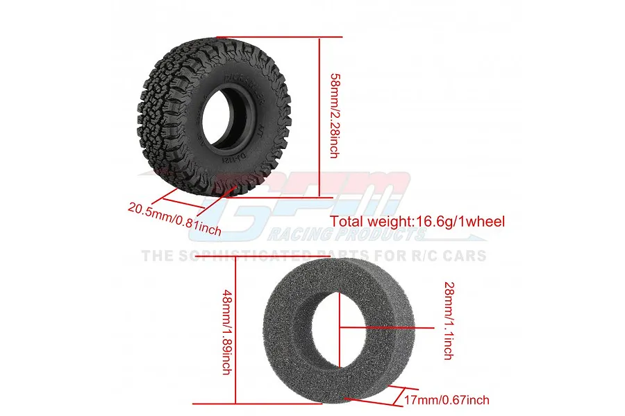 GPM 1.0&amp;quot; High Grip Tires 4Pcs image 80312