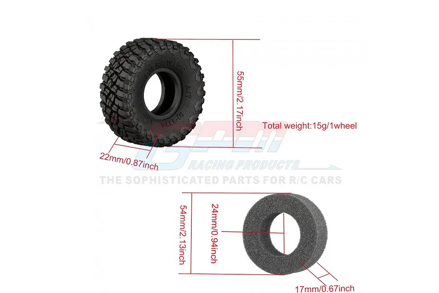 GPM 1.0&amp;quot; High Grip Tires 4Pcs image 80322