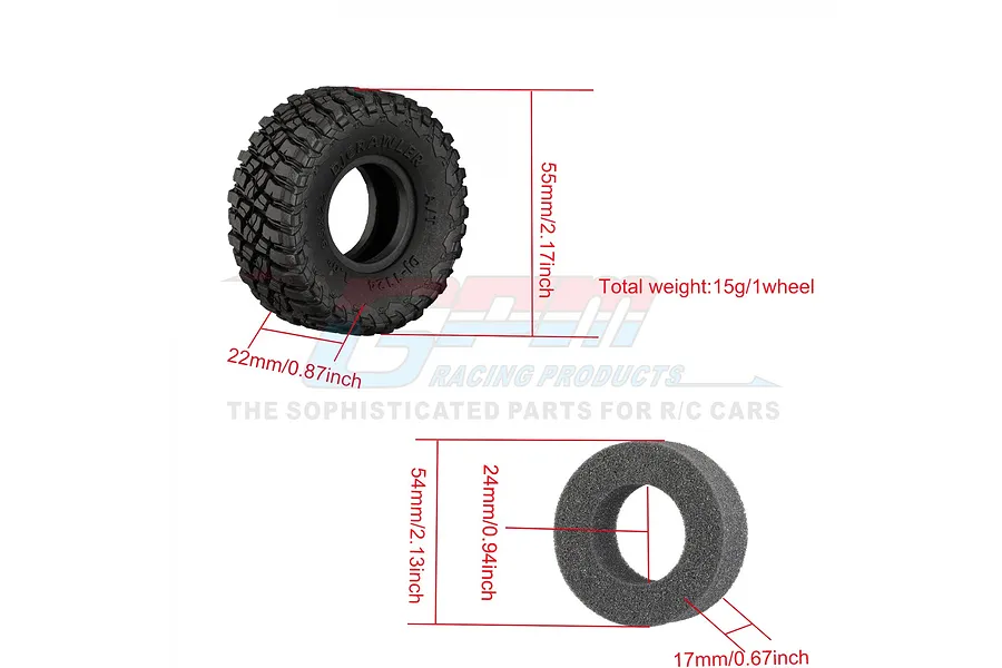 GPM 1.0&amp;quot; High Grip Tires 4Pcs image 80324