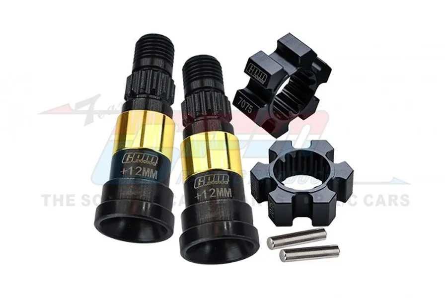 GPM Hardened Steel Universal CVD Joints 2Pcs w/ Black Aluminium Wheel Hexes Set image 80446