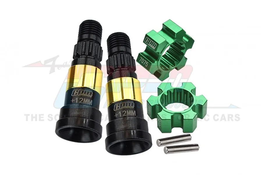 GPM Hardened Steel Universal CVD Joints 2Pcs w/ Green Aluminium Wheel Hexes Set image 80447