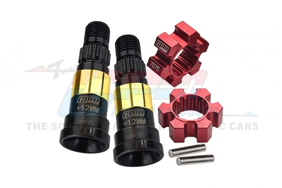 GPM Hardened Steel Universal CVD Joints 2Pcs w/ Red Aluminium Wheel Hexes Set image 80448