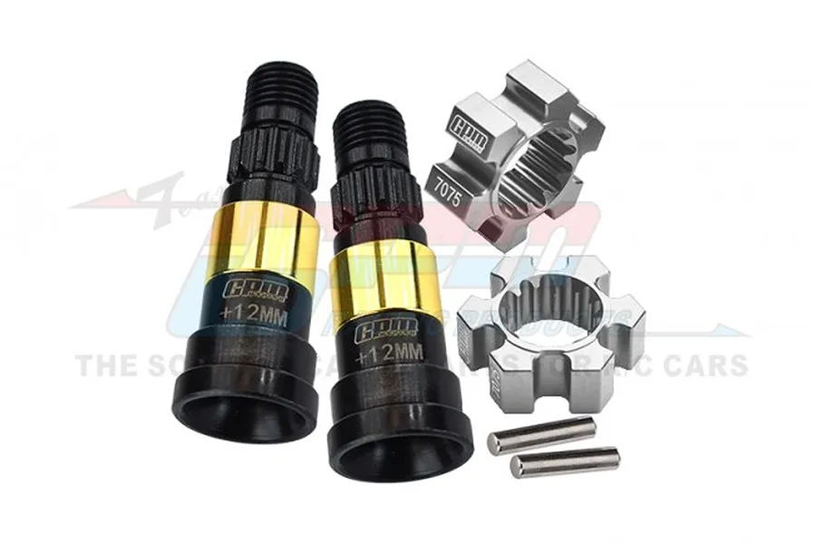 GPM Hardened Steel Universal CVD Joints 2Pcs w/ Silver Aluminium Wheel Hexes Set image 80449