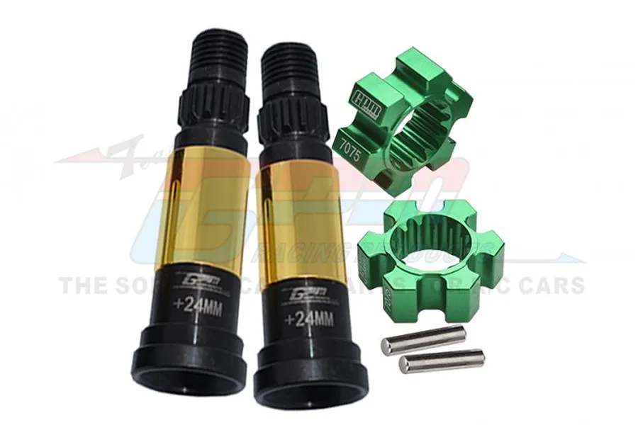 GPM Black Hardened Steel Universal CVD Joints 2Pcs w/ Green Aluminium Wheel Hexes Set image 80576