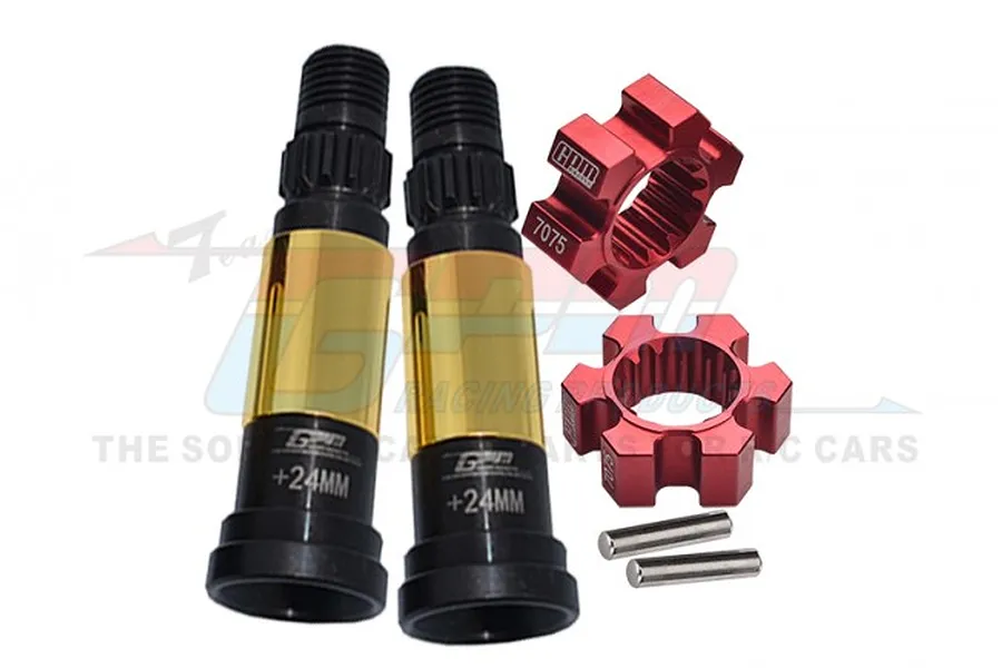 GPM Black Hardened Steel Universal CVD Joints 2Pcs w/ Red Aluminium Wheel Hexes Set image 80577