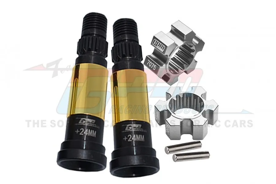 GPM Black Hardened Steel Universal CVD Joints 2Pcs w/ Silver Aluminium Wheel Hexes Set image 80578
