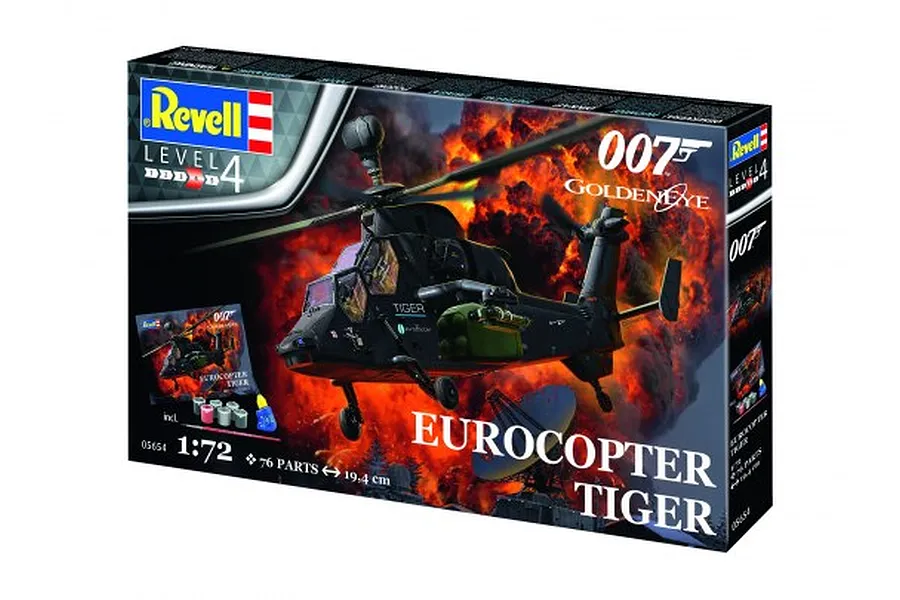 Revell 1/72 Eurocopter Tiger &amp;quot;Golden Eye&amp;quot; James Bond 007 Gift Set Scaled Plastic Model Kit image 80844