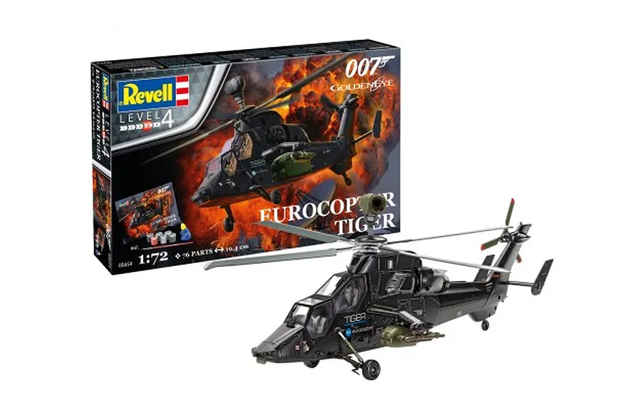 Revell 1/72 Eurocopter Tiger &amp;quot;Golden Eye&amp;quot; James Bond 007 Gift Set Scaled Plastic Model Kit image 80845