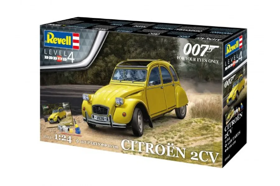 Revell 1/24 Citroen 2 CV &amp;quot;For Your Eyes Only&amp;quot; James Bond 007 Gift Set Scaled Plastic Model Kit image 80858