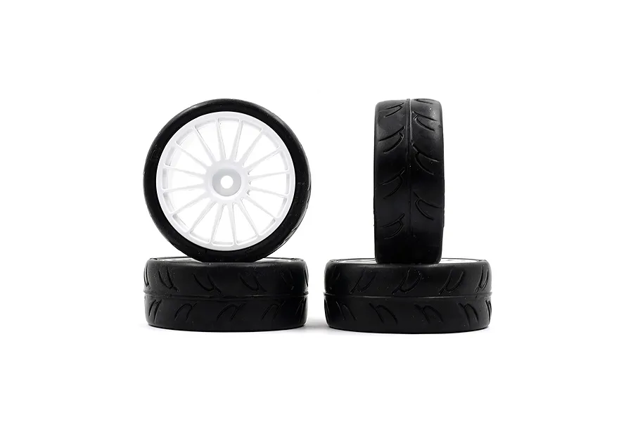 Yeah Racing 2.1&amp;quot; S01 Zero-Max Touring Tyres on White Rims - Complete Wheel Set 4Pcs image 81008