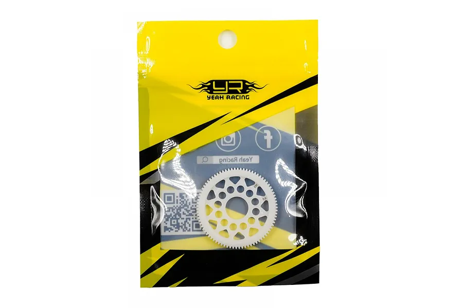Yeah Racing 82T 64dp spur gear inside its original yellow and black retail packaging.