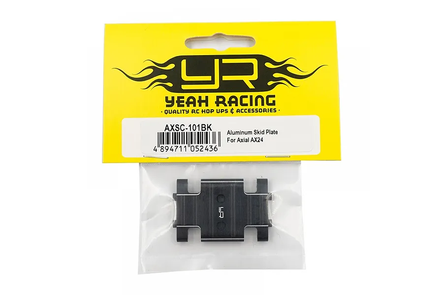 Yeah Racing black aluminium centre skid plate for Axial AX24 in original retail packaging.