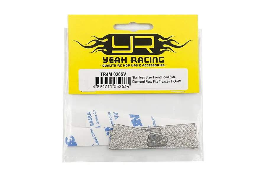 Yeah Racing Silver Stainless Steel Hood Dimond Plate image 81103