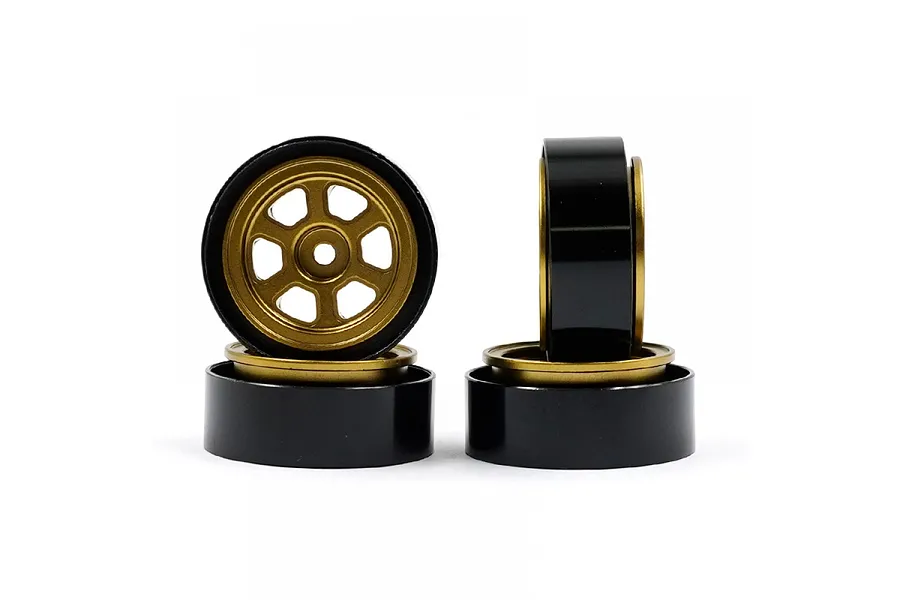 Yeah Racing 1.0&amp;quot; Gold Aluminium 6 Spoke Beadlock Rims 4Pcs image 81116