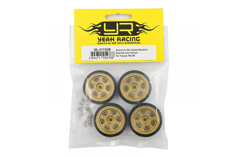 Yeah Racing 1.0&amp;quot; Gold Aluminium 6 Spoke Beadlock Rims 4Pcs image 81118