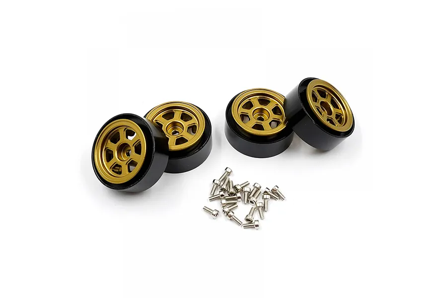 Yeah Racing 1.0&amp;quot; Gold Aluminium 6 Spoke Beadlock Rims 4Pcs image 81119
