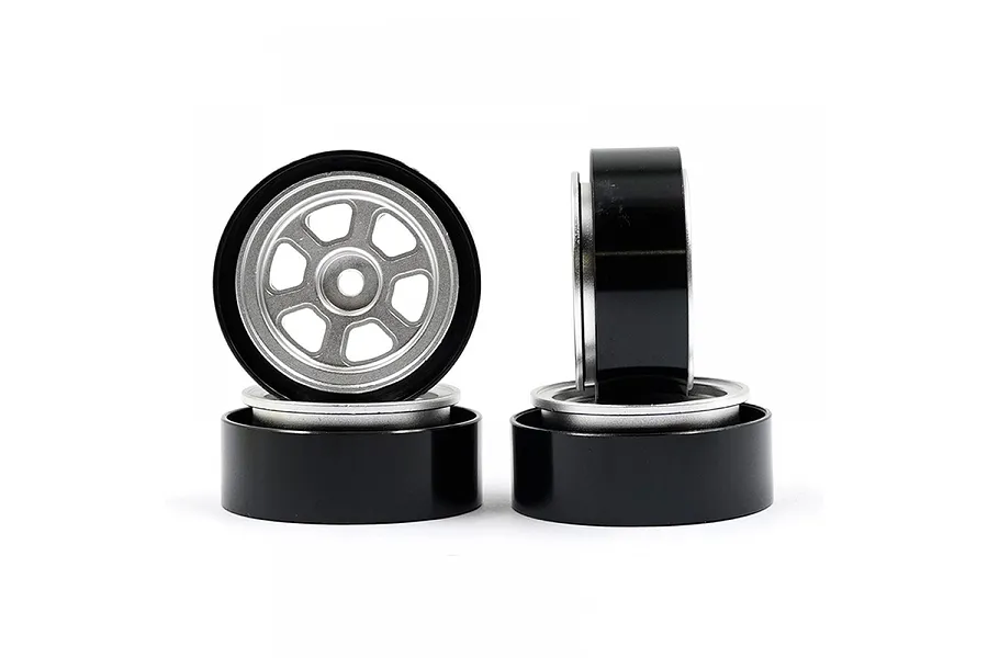 Yeah Racing 1.9&amp;quot; Silver Aluminium 6 Spoke Beadlock Rims 4Pcs image 81120