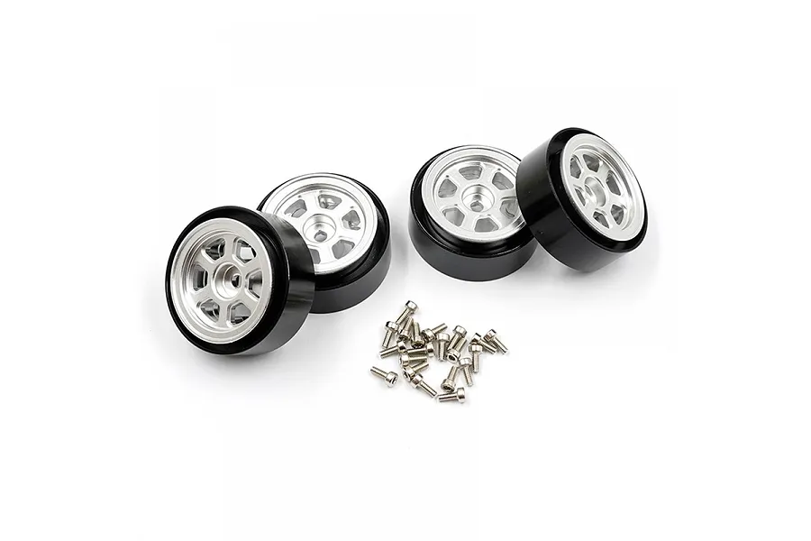 Yeah Racing 1.9&amp;quot; Silver Aluminium 6 Spoke Beadlock Rims 4Pcs image 81123
