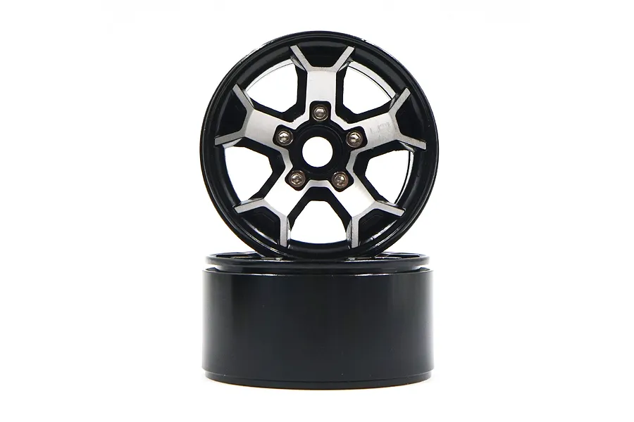 Yeah Racing 1.9&amp;quot; Silver Aluminium 5 Spoke Beadlock Rims 2Pcs image 81126