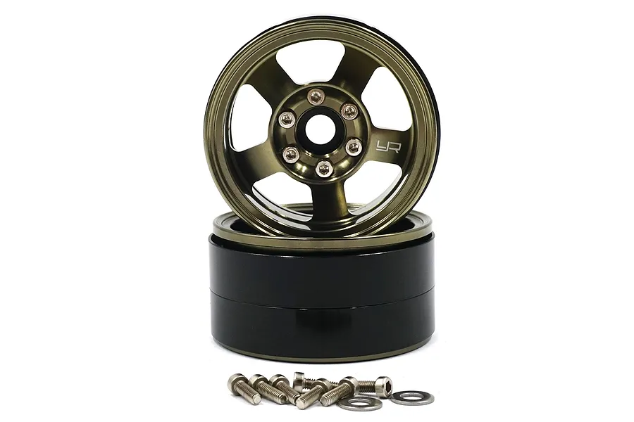 Yeah Racing Gold Aluminium 1.9&amp;quot; 5 Spoke Beadlock Rims image 4