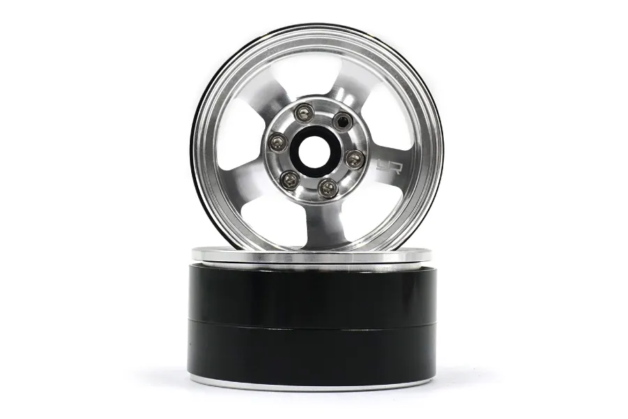 Yeah Racing Silver Aluminium 1.9&amp;quot; 5 Spoke Beadlock Rims image 81134