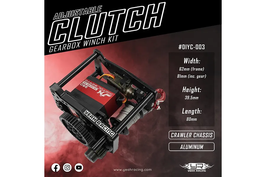 Yeah Racing Black Metal Adjustable Winch Mount Set With Clutch image 81138