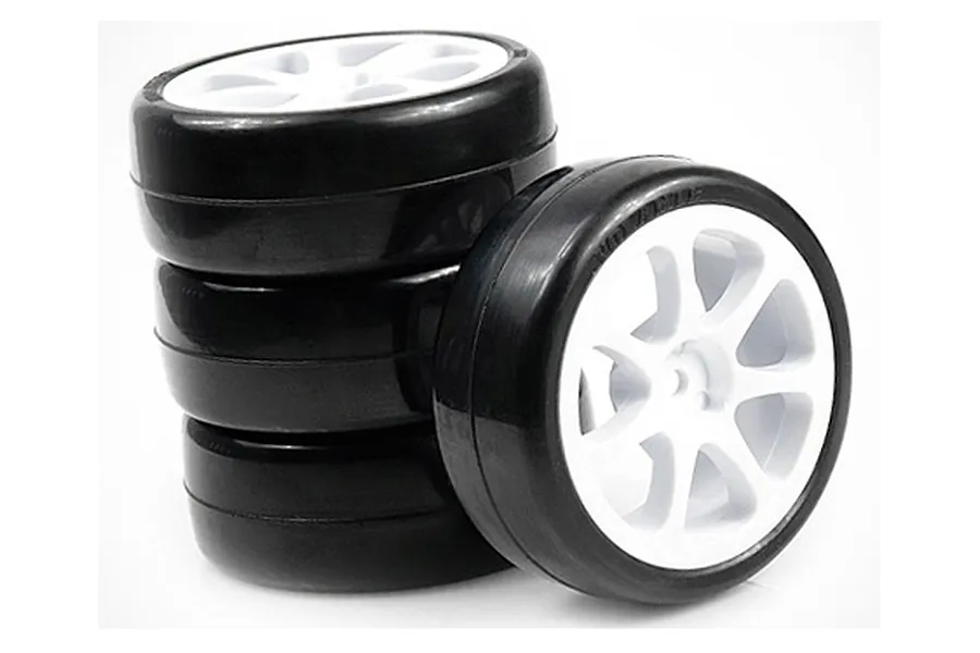 Team Powers 1/10 Touring Car 36s Slick Tyres w/ White Rims 4Pcs image 81152