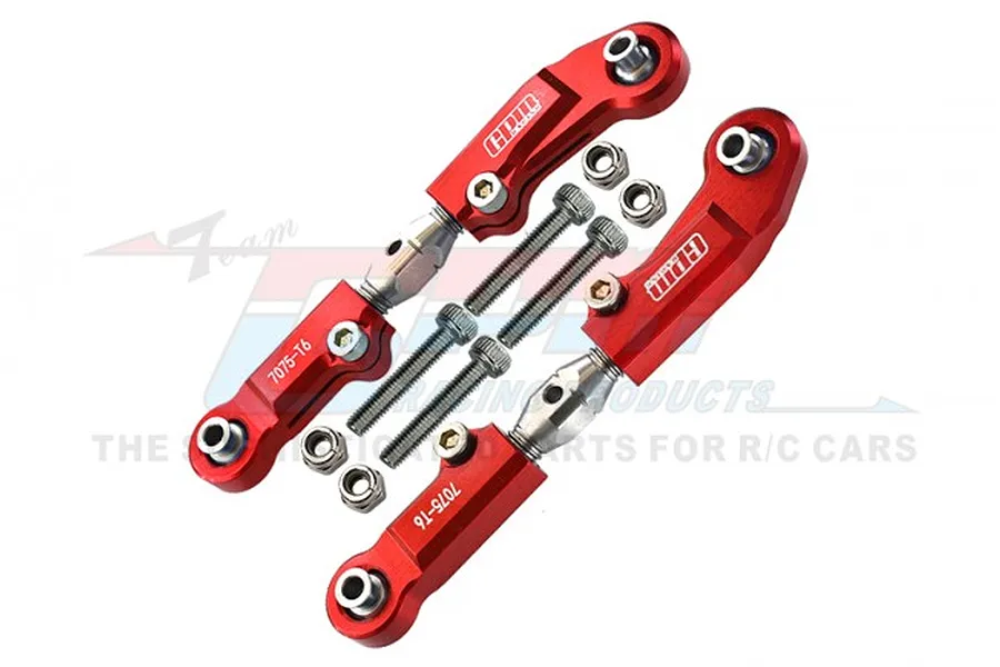 GPM Red Aluminium &amp;amp; Stainless Steel Adjustable Front Steering Links 2Pcs image 81360
