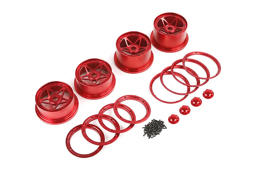 Rovan 1/5 Red Aluminium 5 Star Beadlock Rims 4Pcs image 81527