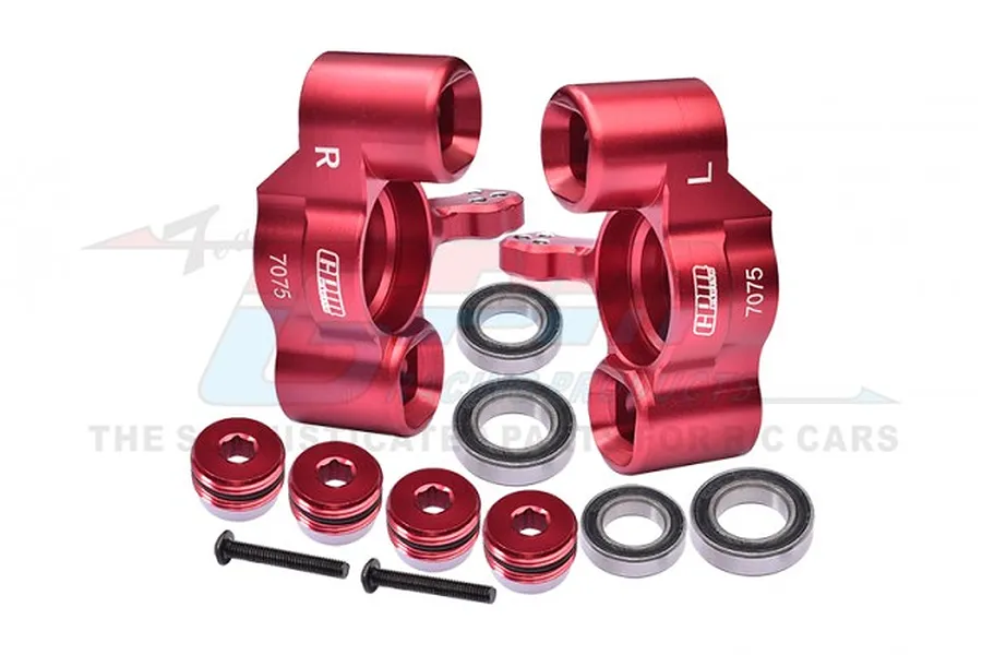 GPM Red Aluminium Steering Hubs 2Pcs w/ Bearings image 82276