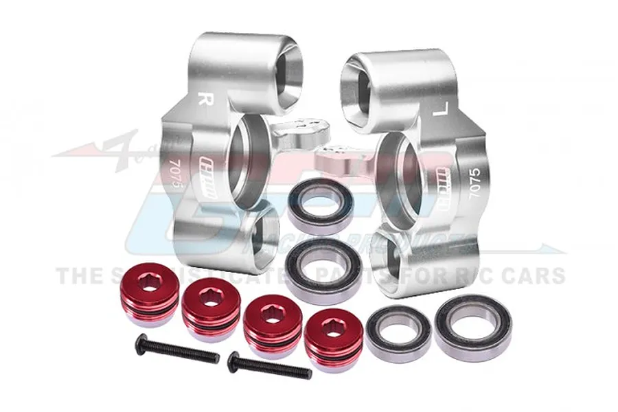 GPM Silver Aluminium Steering Hubs 2Pcs w/ Bearings image 1