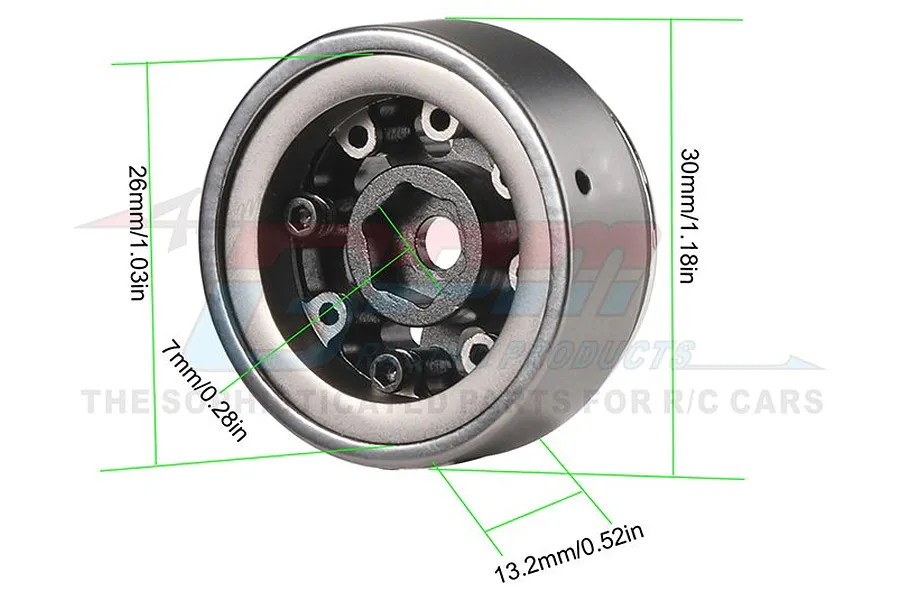 GPM 1.0&amp;quot; Silver Aluminium Beadlock Rims 4Pcs image 82304