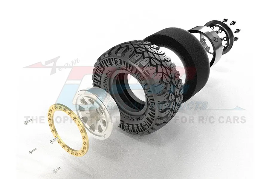 GPM 1.0&amp;quot; Silver Aluminium Beadlock Rims 4Pcs image 82305