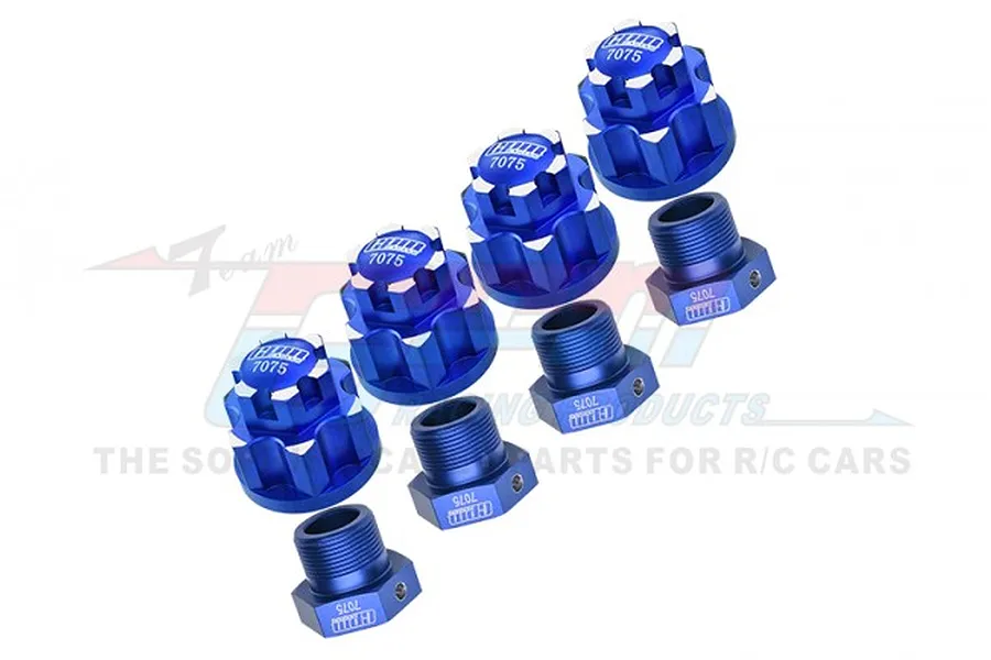 GPM Blue Aluminium 24mm Wheel Hexes &amp;amp; Locks Set image 82338
