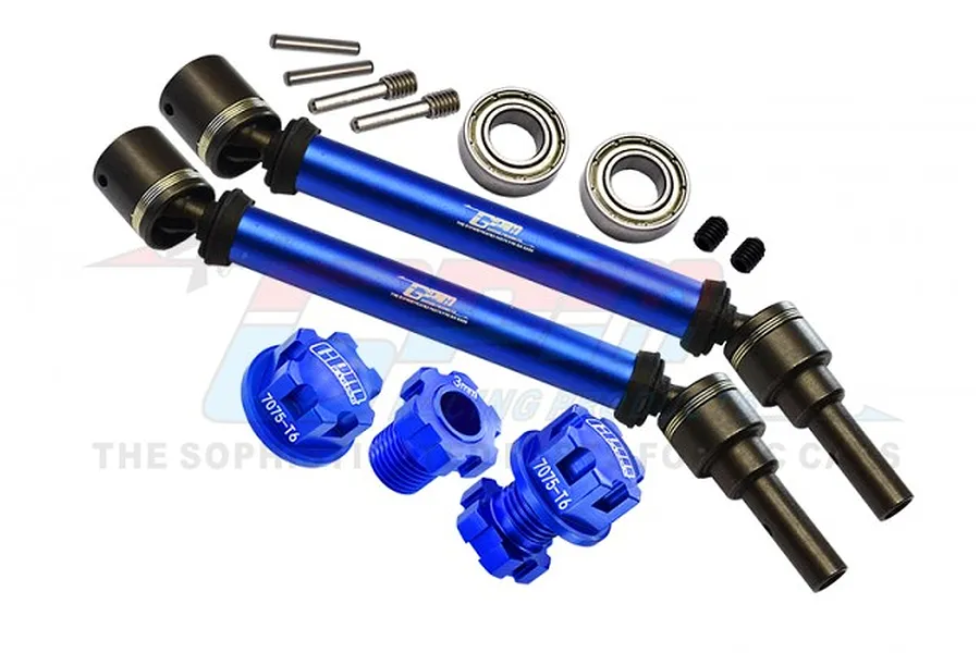 GPM Blue Aluminium CVD Driveshafts 2Pcs w/ Wheel Hexes &amp;amp; Locks image 82362