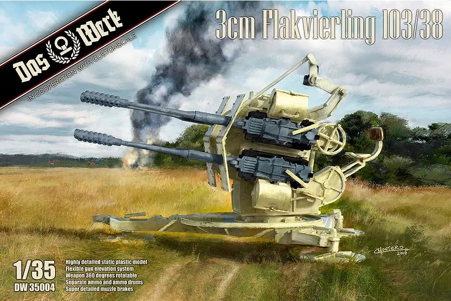 Das Werk 1/35 3cm Flakvierling 103/38 Flak Cannon Scaled Plastic Model Kit image 82496