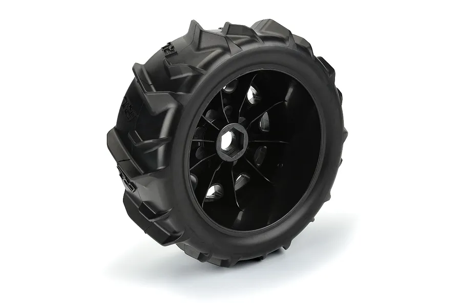 Pro-Line 5.7&amp;quot; Dumont Paddle Tyres On Black Raid Rims - Glued Wheels 2Pcs image 82519