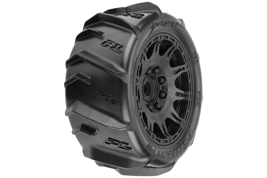 Pro-Line 5.7&amp;quot; Dumont Paddle Tyres On Black Raid Rims - Glued Wheels 2Pcs image 82521