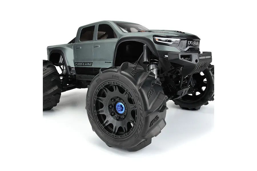 Pro-Line 5.7&amp;quot; Dumont Paddle Tyres On Black Raid Rims - Glued Wheels 2Pcs image 82522