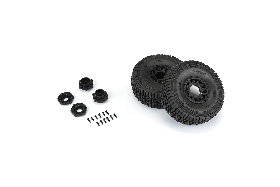 Pro-Line 2.4/3.3&amp;quot; Mirage TT Belted Tyres on Black Raid Rims - Glued Wheels 2Pcs image 82544