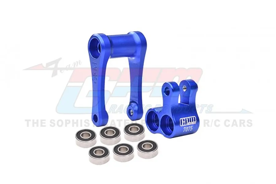 GPM Blue Aluminium Hub Carrier (C-Hub) &amp;amp; Pull Rod Set w/ Larger Inner Bearings image 83107