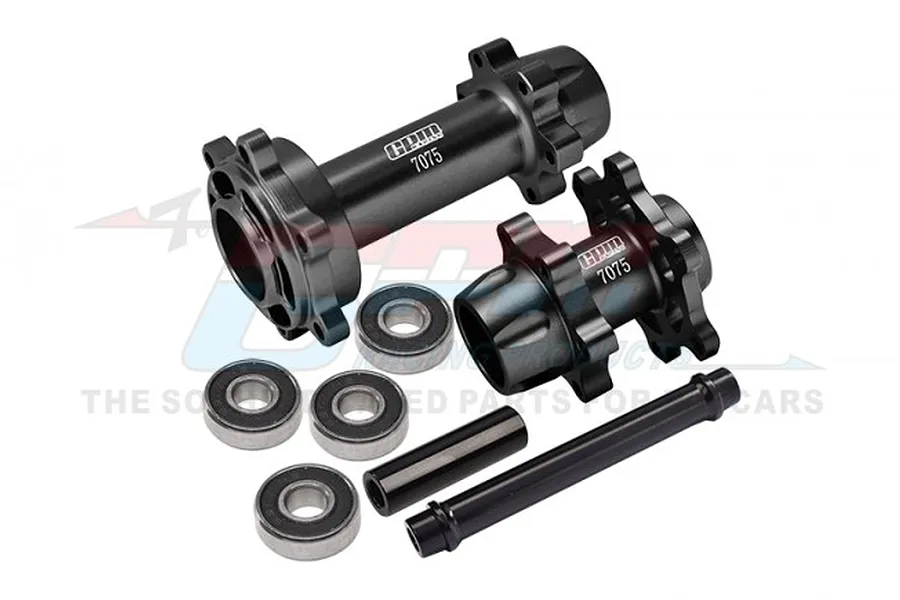 GPM Black Aluminium Front &amp;amp; Rear Wheel Hub Hex Set w/ Larger Inner Bearings image 83212