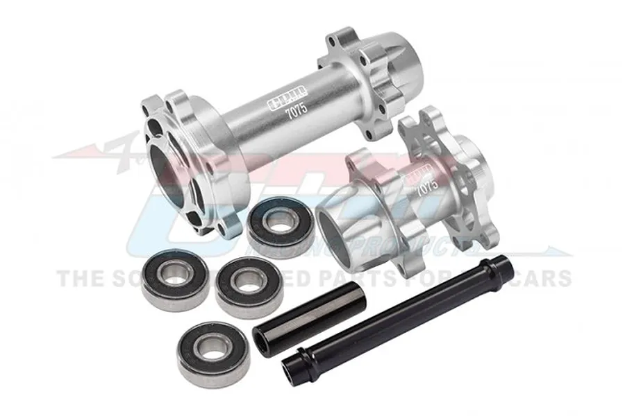 GPM Silver Aluminium Front &amp;amp; Rear Wheel Hub Hex Set w/ Larger Inner Bearings image 83216