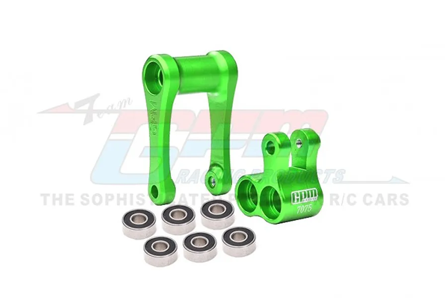 GPM Green Aluminium Hub Carrier (C-Hub) &amp;amp; Pull Rod Set w/ Larger Inner Bearings image 83221