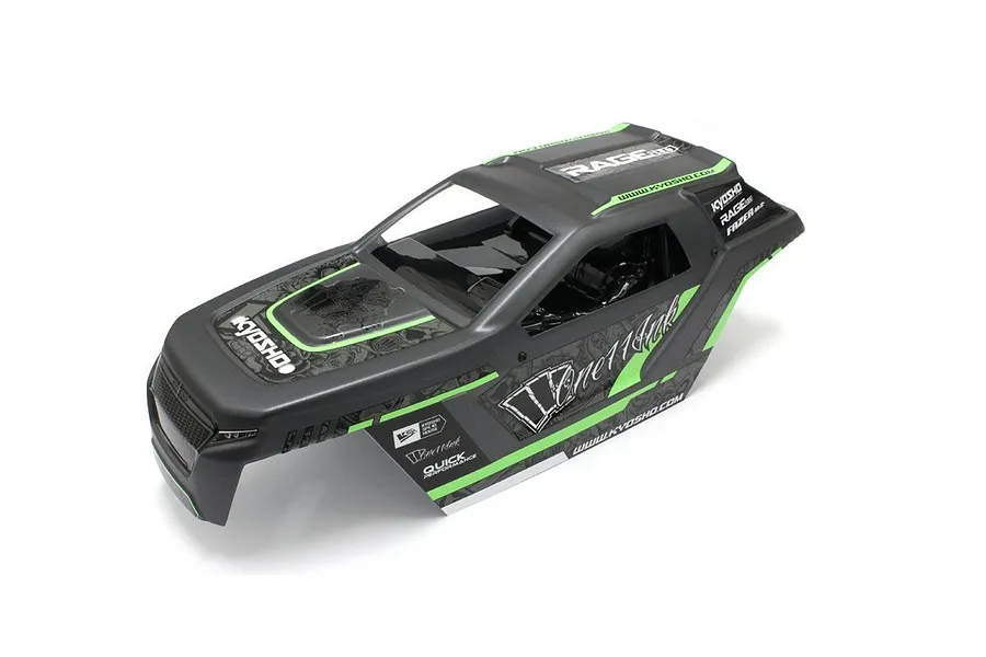 Kyosho 1/10 Rage 2.0 Painted Body Shell - Black/Green image 83352